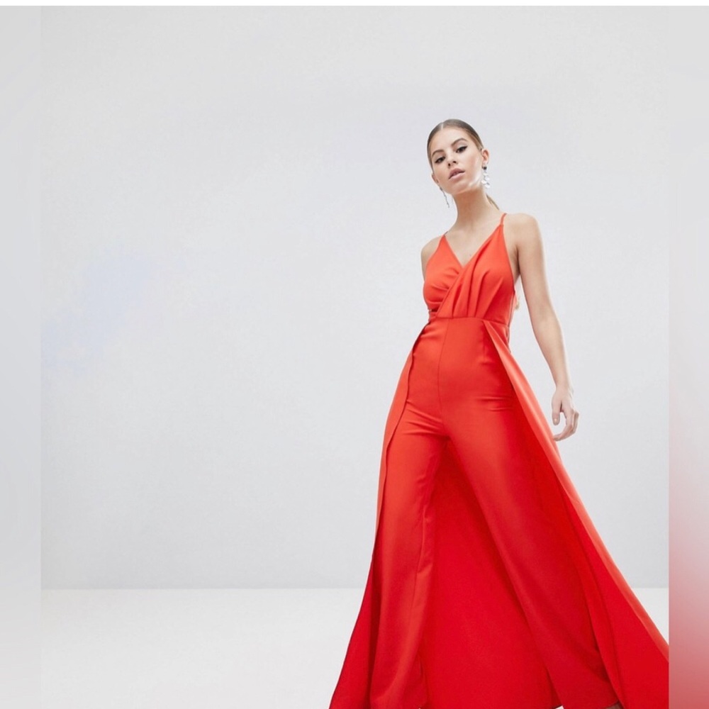 ASOS Draped bodice jumpsuit with wide legs and skirt overlay size 14